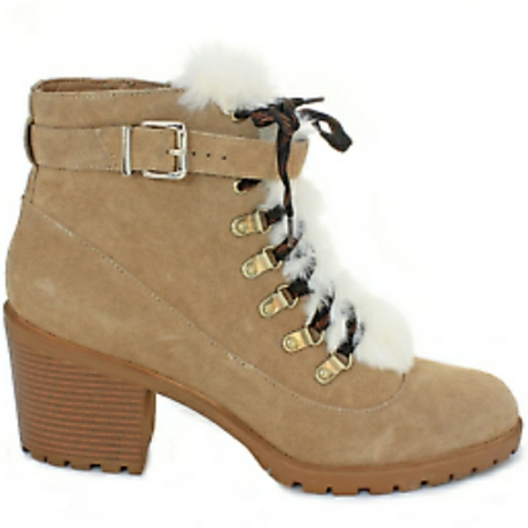 1DAY SALE PRICE 🍂 NEW NINE WEST REAL SUEDE & FUR ANKLE BOOTS - Picture 2 of 9